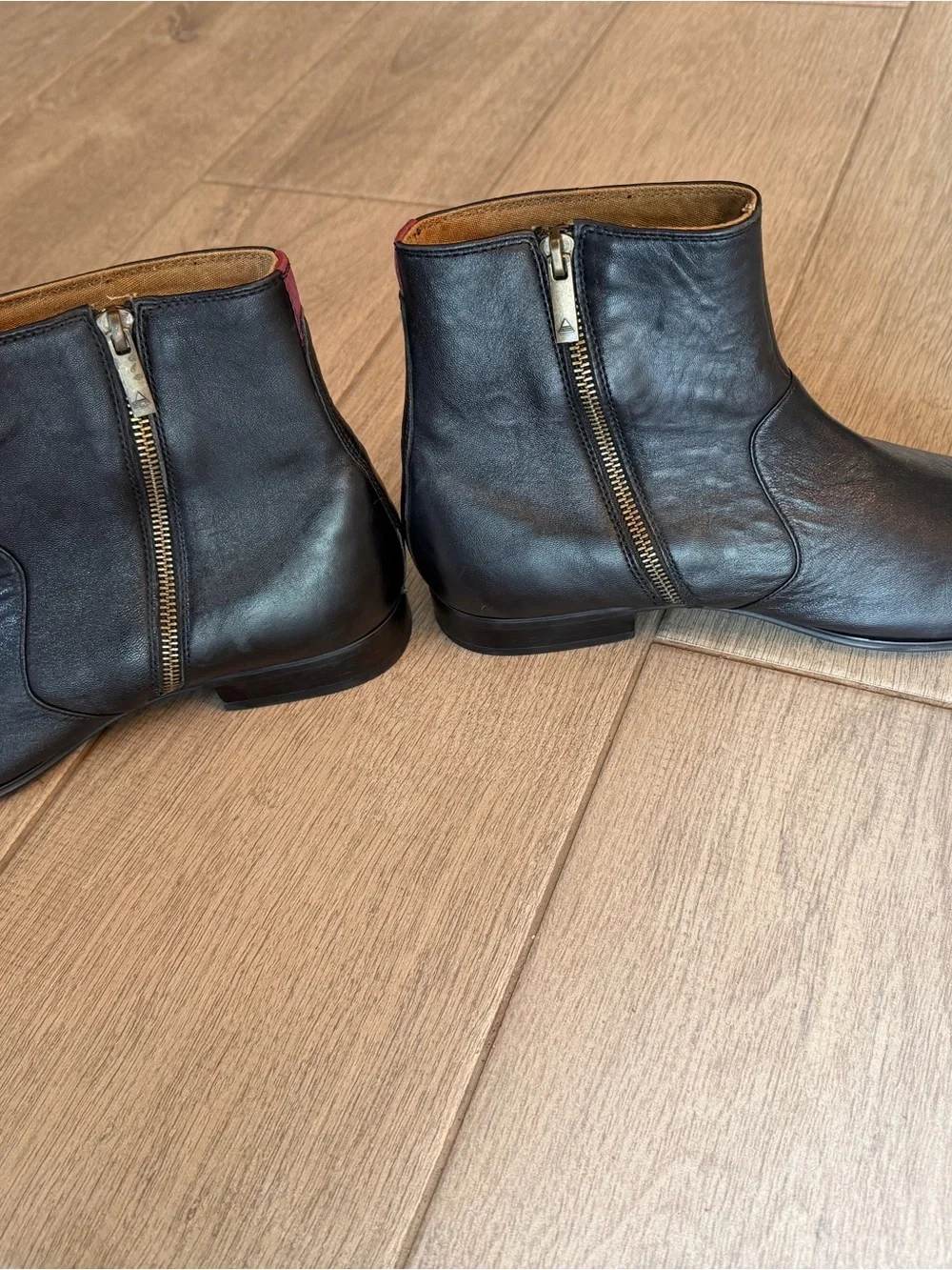 Aldo Black Leather Zip Ankle Boots